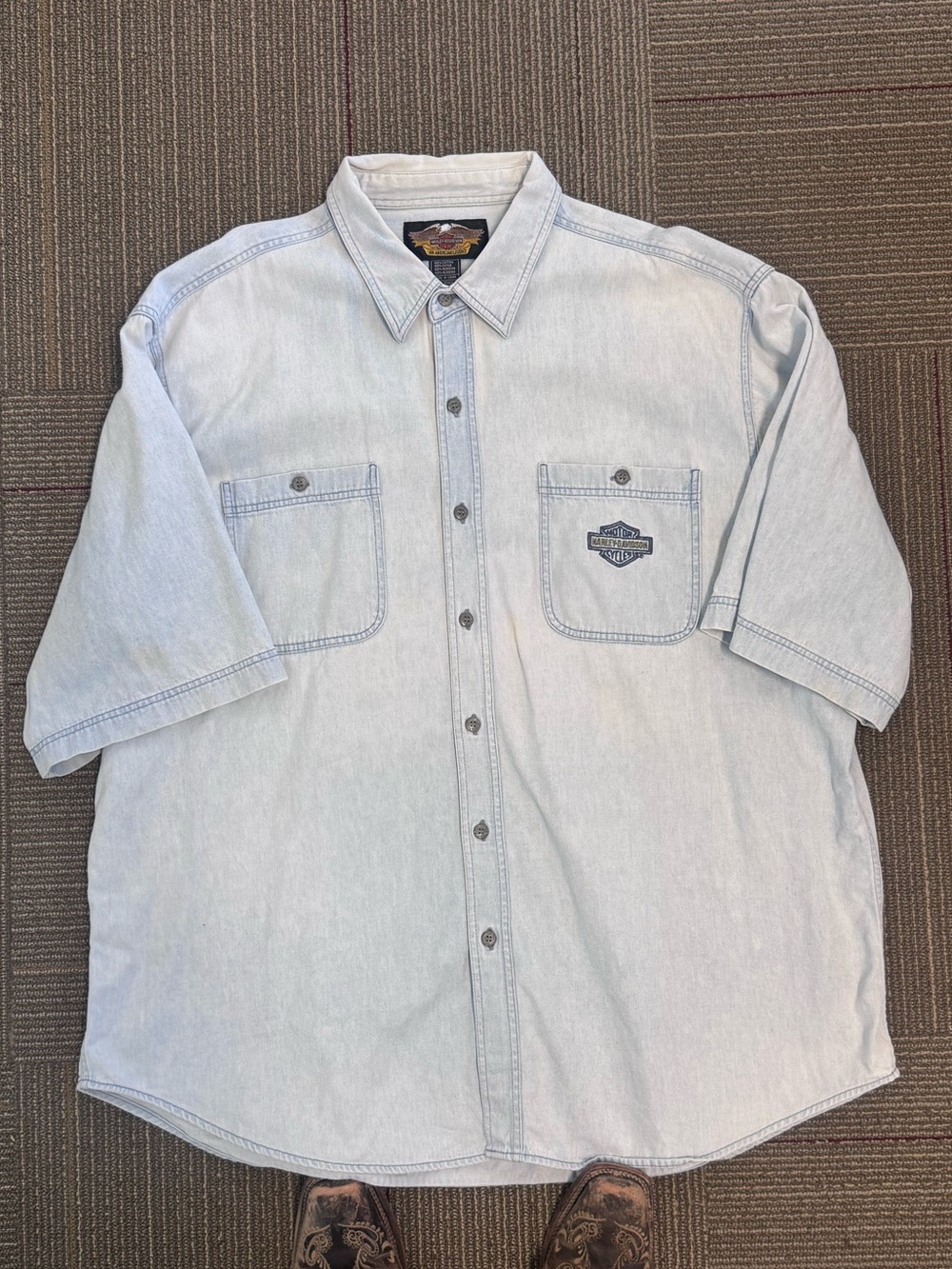🏍️ Harley-Davidson Denim Button-Up Shirt – XXXL